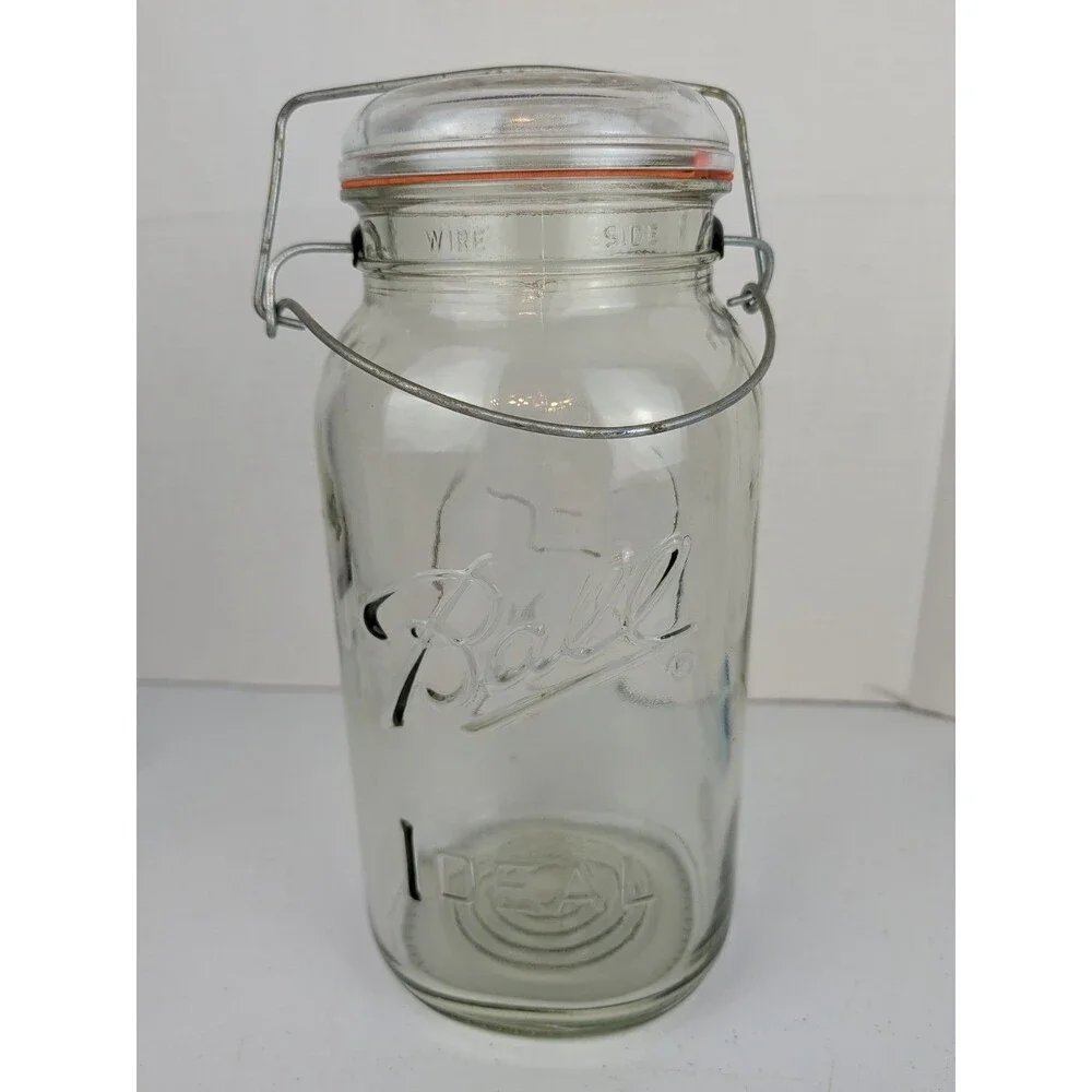 Vtg 1 Gallon BALL Ideal Canning Jar w/Eagle Emblem Lid - Wire Bail - 12”